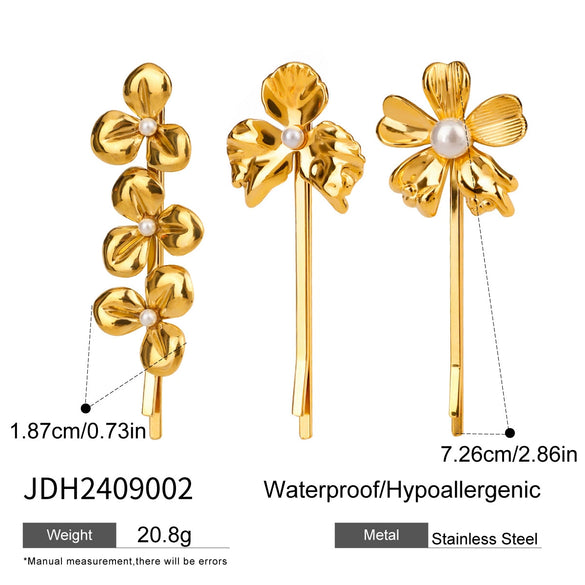 Stainless Steel Flower Bead Onepiece Hairpin Headwear For Women Electroplated Style