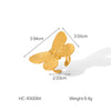 Stainless Steel Flower Butterfly Open Ring For Women With Electroplating Treatment Featuring Animal And Geometric Patterns