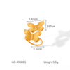 Stainless Steel Flower Butterfly Open Ring For Women With Electroplating Treatment Featuring Animal And Geometric Patterns