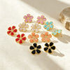 Stainless Steel Flower Drop Earrings Oil Drip Floral High End Style Lightweight Versatile Women's Earrings