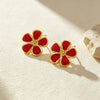 Stainless Steel Flower Drop Earrings Oil Drip Floral High End Style Lightweight Versatile Women's Earrings