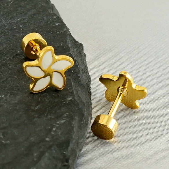 Stainless Steel Flower Earrings For Women Fashion Electroplated Jewelry