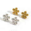 Stainless Steel Flower Earrings For Women Real Gold Plated Simple Fashion Style