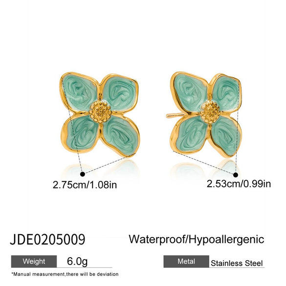 Stainless Steel Flower Electroplated Earrings Jewelry Retro Style