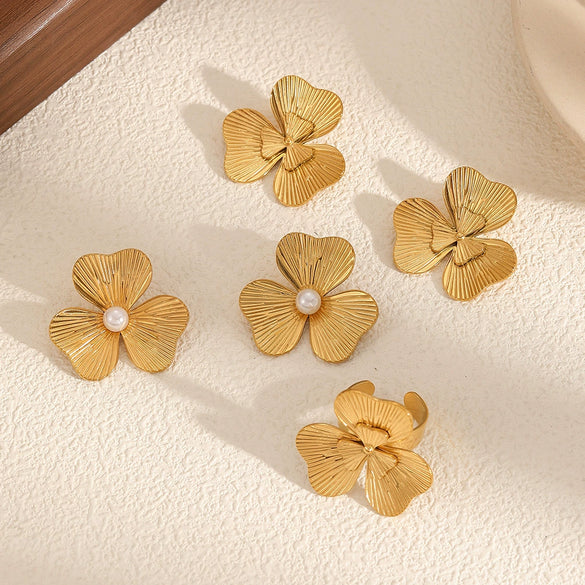 Stainless Steel Flower Electroplating Women's Earrings