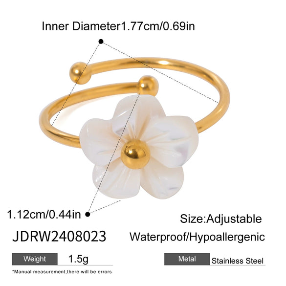 Stainless Steel Flower Geometric Design Electroplated Ring For Women