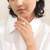 Stainless Steel Flower Geometric Design Electroplated Ring For Women