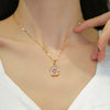Stainless Steel Flower Geometric Microset Diamond Women's Necklace Cartoon Elegant Light Luxury Clavicle Chain Accessories