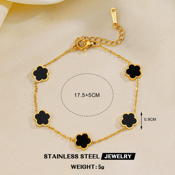 Stainless Steel Flower Inlaid Electroplated Women's Bracelet