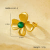 Stainless Steel Flower Inlaid Natural Stone Open Ring Fashion Jewelry Electroplated