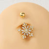 Stainless Steel Flower Navel Ring With Electroplating For Women