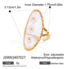 Stainless Steel Flower Opening Leaves Ring Electroplated Women's Hand Jewelry
