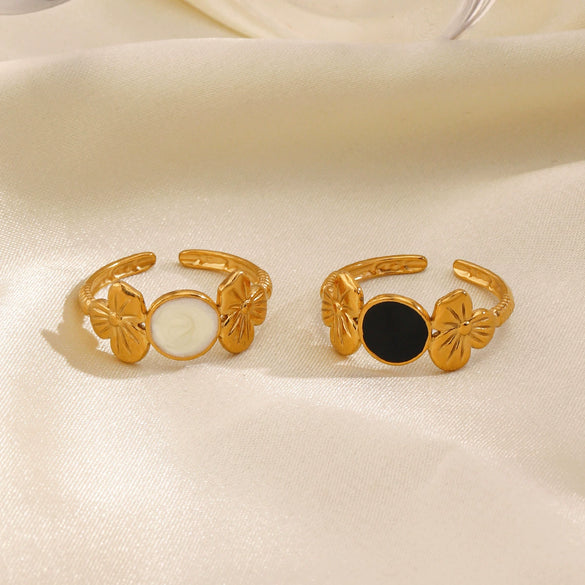 Stainless Steel Flower Opening Round Hip Hop Ring For Women With Electroplating Treatment