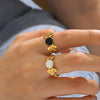 Stainless Steel Flower Opening Round Hip Hop Ring For Women With Electroplating Treatment