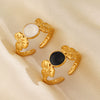 Stainless Steel Flower Opening Round Hip Hop Ring For Women With Electroplating Treatment