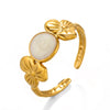 Stainless Steel Flower Opening Round Hip Hop Ring For Women With Electroplating Treatment