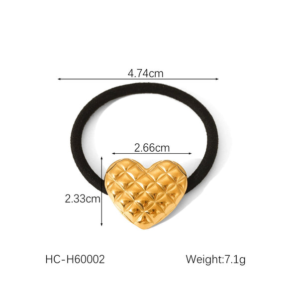 Stainless Steel Flower Peach Heart Rhombus Pattern Electroplated Hair Ring Head Rope