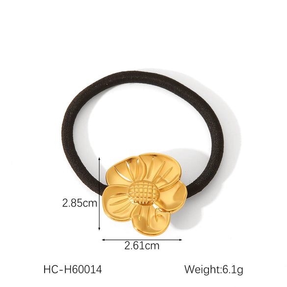 Stainless Steel Flower Peach Heart Rhombus Pattern Electroplated Hair Ring Head Rope
