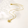 Stainless Steel Flower Pendant Necklace For Women With Mixed Gem Inlay And Electroplating