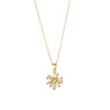 Stainless Steel Flower Pendant Necklace For Women With Mixed Gem Inlay And Electroplating