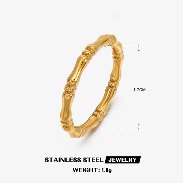 Stainless Steel Flower Ring For Women Ins Style Natural 18K Goldplated