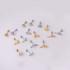 Stainless Steel Flower Snake Ear Bone Screw Ball Earrings Electroplated
