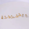 Stainless Steel Flower Snake Ear Bone Screw Ball Earrings Electroplated