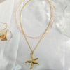 Stainless Steel Flower Starfish Pendant Necklace Electroplated Fashion Jewelry