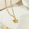 Stainless Steel Flower Starfish Pendant Necklace Electroplated Fashion Jewelry