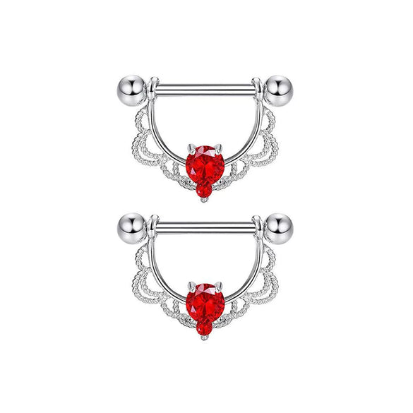 Stainless Steel Flower Zircon Nipple Ring Piercing Jewelry Electroplated