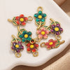 Stainless Steel Flowershaped Doublesided Oil Drop Diy Pendant Jewelry Accessories