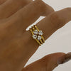 Stainless Steel Four Leaf Clover Geometric Style Electroplated Women's Ring Jewelry
