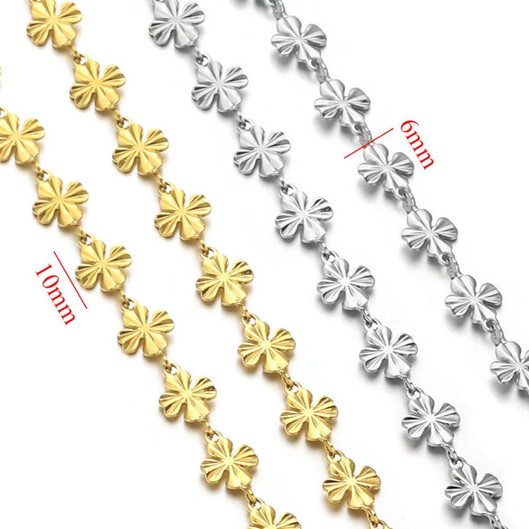 Stainless Steel Fourleaf Clover Electroplated Chain Jewelry Accessories For Women