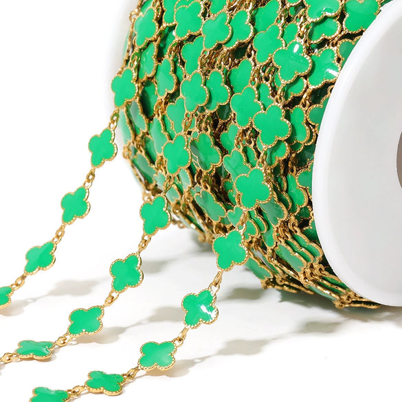 Stainless Steel Fourleaf Clover Enamel Chain Oil Drop Diy Fashion Necklace Bracelet Accessories