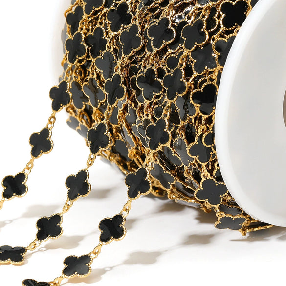 Stainless Steel Fourleaf Clover Enamel Chain Oil Drop Diy Fashion Necklace Bracelet Accessories