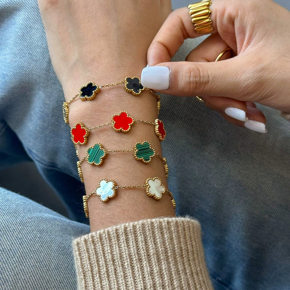 Stainless Steel Fourleaf Clover Flower Style Women's Bracelet With Electroplating