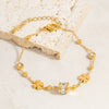 Stainless Steel Fourleaf Clover Gemstone Pendant Bracelet Electroplated Women's Jewelry Simple Style