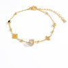 Stainless Steel Fourleaf Clover Gemstone Pendant Bracelet Electroplated Women's Jewelry Simple Style
