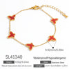 Stainless Steel Fourleaf Clover Gemstone Pendant Bracelet Electroplated Women's Jewelry Simple Style