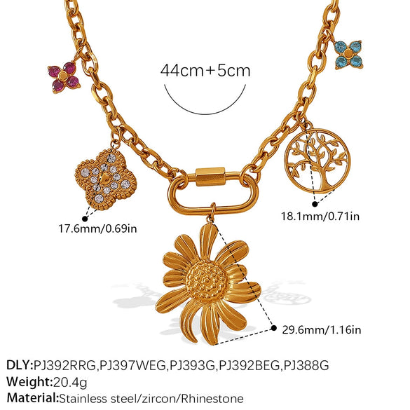 316L Stainless Steel Fourleaf Clover Necklace With Electroplating Design For Women