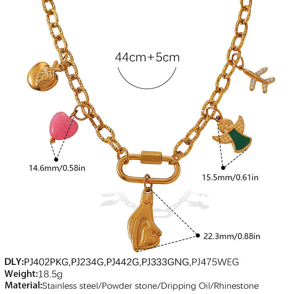 316L Stainless Steel Fourleaf Clover Necklace With Electroplating Design For Women