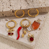 316L Stainless Steel Fourleaf Flower Rhinestone Earrings Electroplated For Women Fashion Jewelry