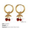 316L Stainless Steel Fourleaf Flower Rhinestone Earrings Electroplated For Women Fashion Jewelry