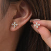 Stainless Steel Fourpetal Flower Earrings For Women Electroplated Jewelry