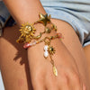 Stainless Steel Freshwater Pearl Turquoise Star Pendant Bracelet Retro Minimalist Geometric Electroplated Style For Women