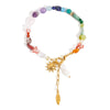 Stainless Steel Freshwater Pearl Turquoise Star Pendant Bracelet Retro Minimalist Geometric Electroplated Style For Women