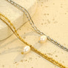 Stainless Steel Freshwater Pearl Women's Bracelet Fashion Double Layer Electroplated Jewelry