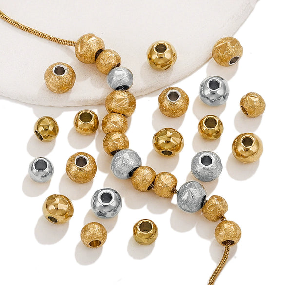 Stainless Steel Frosted And Round Chicken Claw Beads Electroplated Handmade Bracelet Spacer Jewelry Accessories