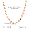 Stainless Steel Fruit Cherry Pendant Necklace For Women With Dripping Oil Design