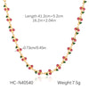 Stainless Steel Fruit Cherry Pendant Necklace For Women With Dripping Oil Design